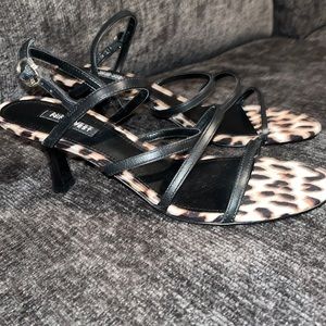 Nine West Womens size 9.5 leopard sandals strappy heels like new